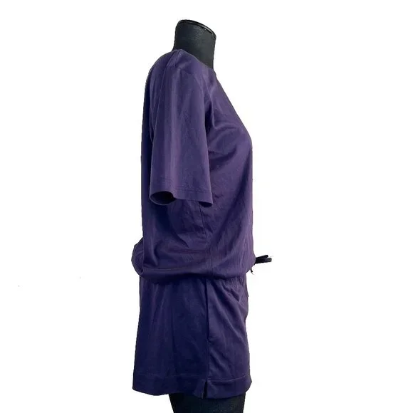 Hermes Drawstring Waist Plum Beach Dress Made In France Stretch Cotton EU  40 - www.jkreigsman.com